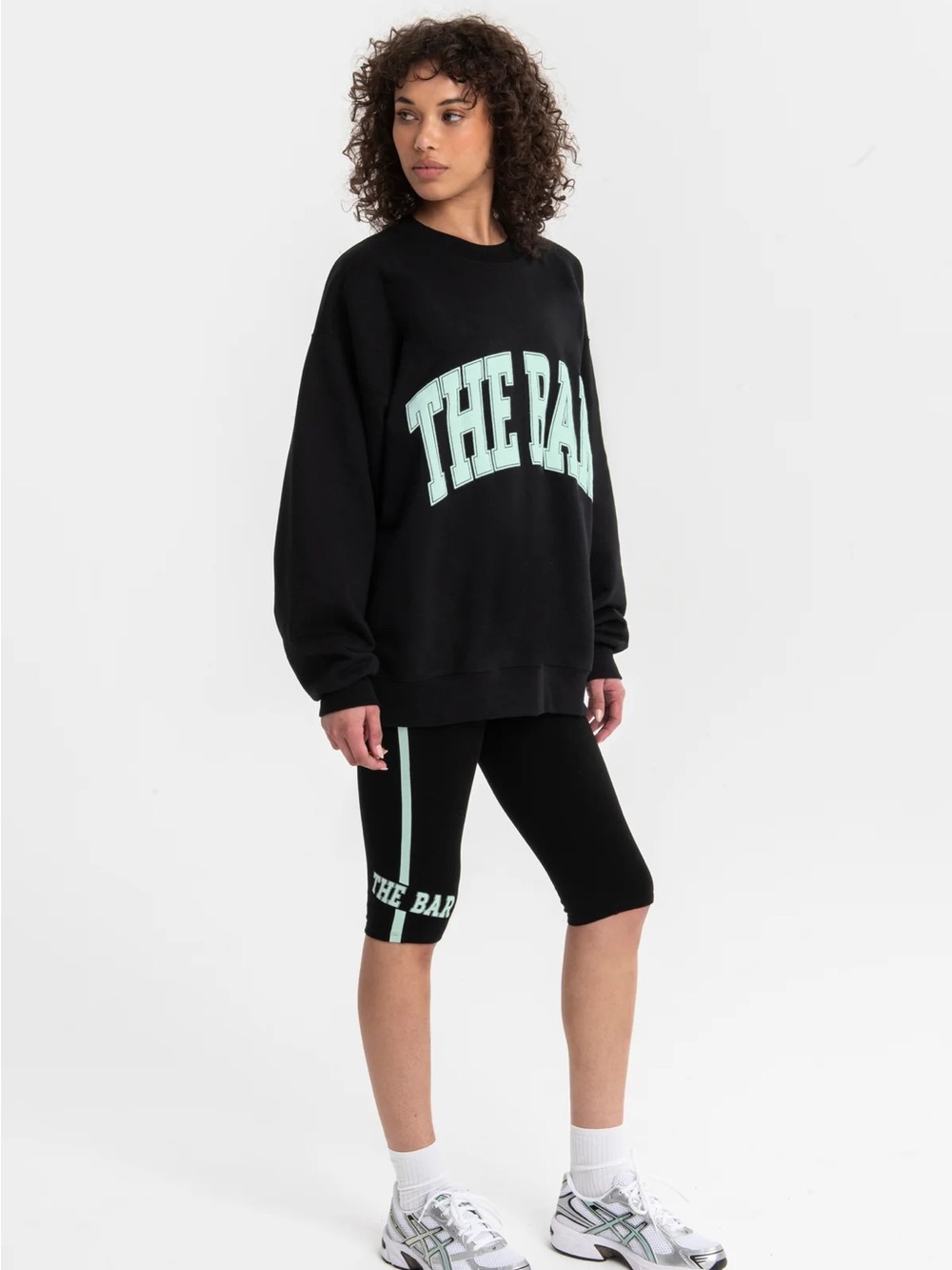NWT The Bar Varsity Sweatshirt in Black/Miami Mint - Picture 4 of 11